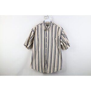Vtg 90s Streetwear Mens Medium Distressed Striped Color Block Button Down Shirt